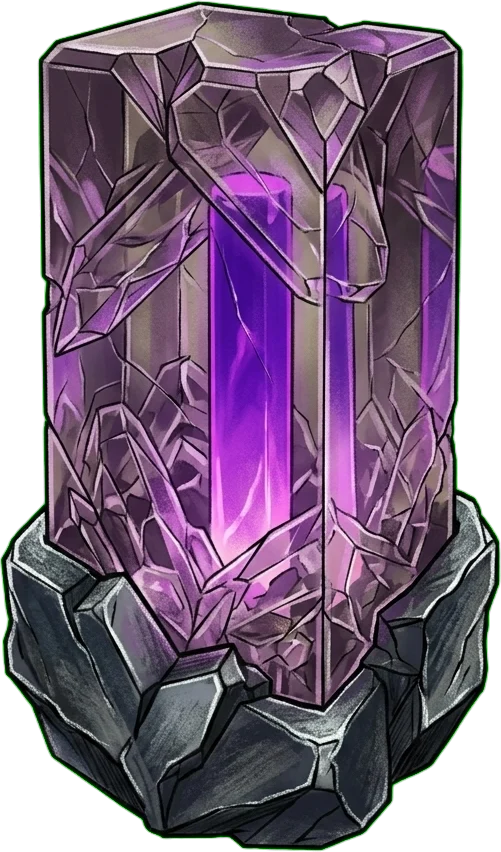 Cut lodestone prism with amethyst light column